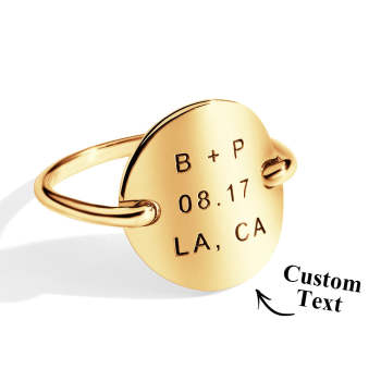 Custom Engraved Oval Ring Personalized Text Ring Gift for Her - NameNecklace