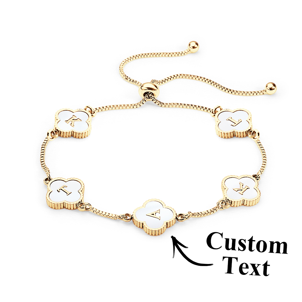 Clover Custom Name Bracelet (Gold)