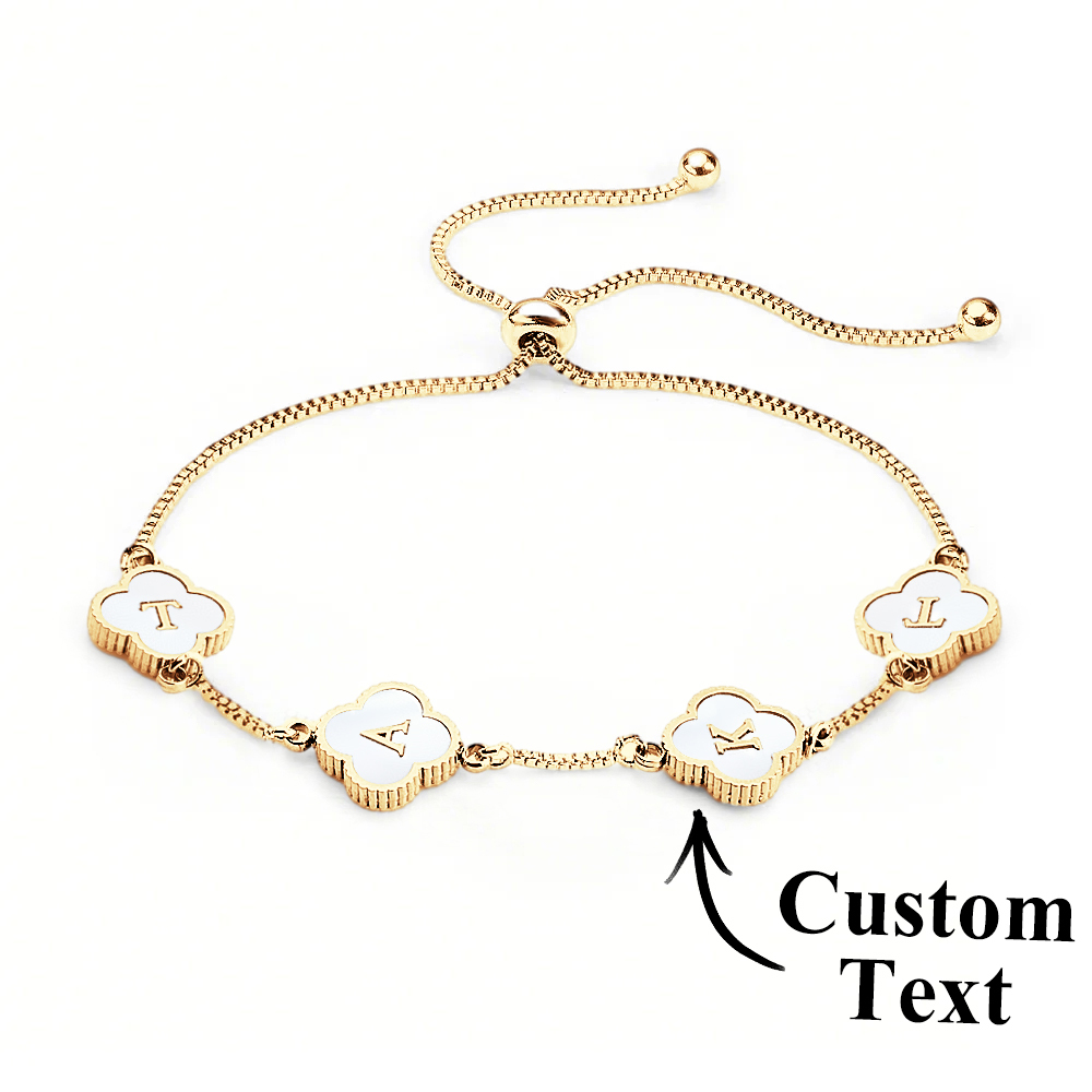 Clover Custom Name Bracelet (Gold)