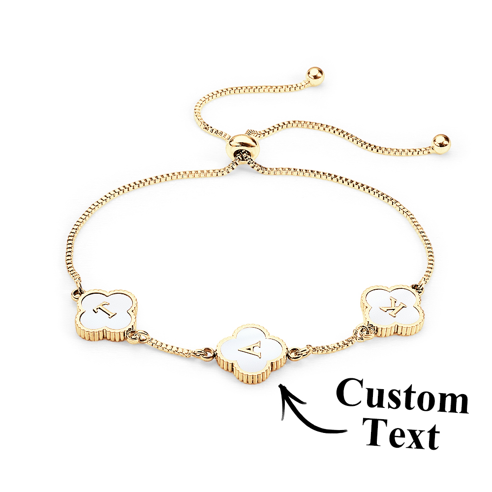 Clover Custom Name Bracelet (Gold)