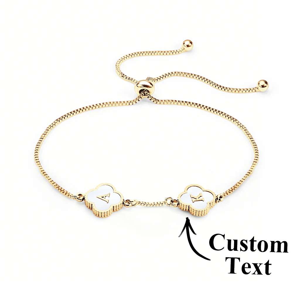 Clover Custom Name Bracelet (Gold)