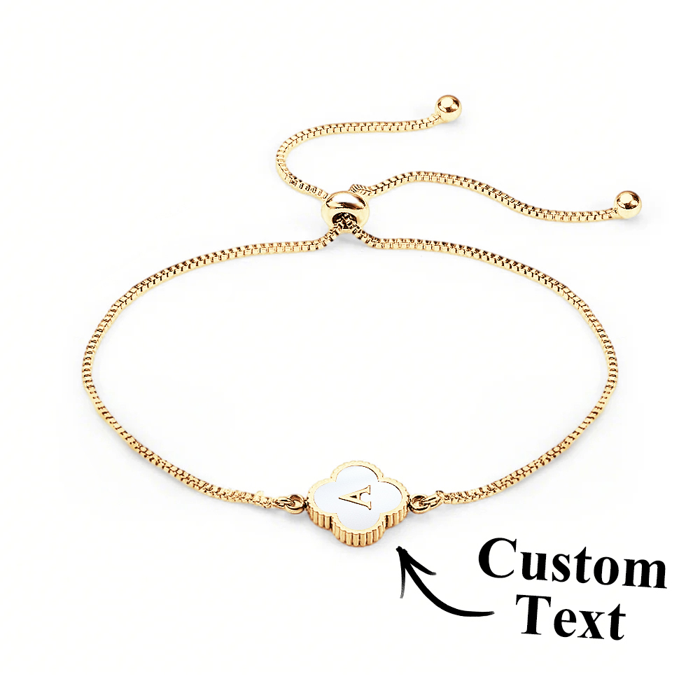 Clover Custom Name Bracelet (Gold)