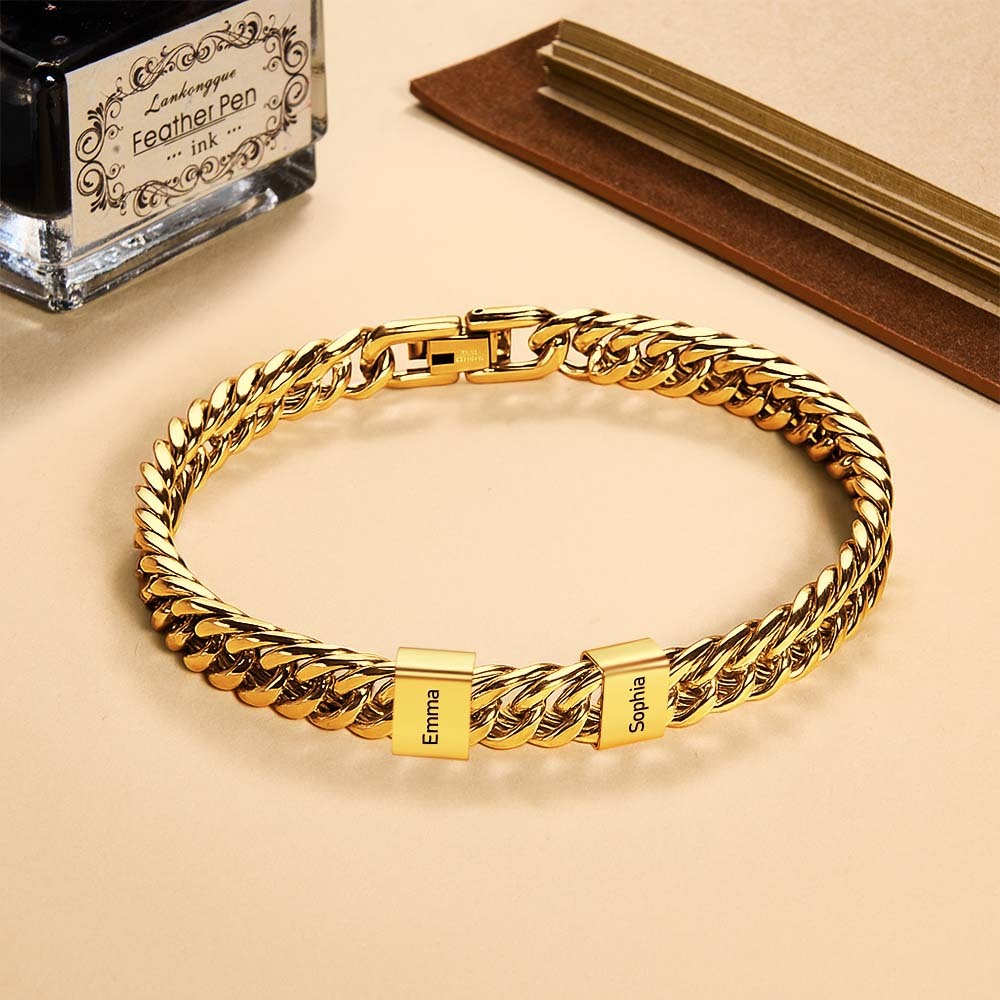 Personalized Men's Name Bracelet Custom Engraved Bracelet for Him Stainless Steel Name Bar Bracelet Gifts for Him