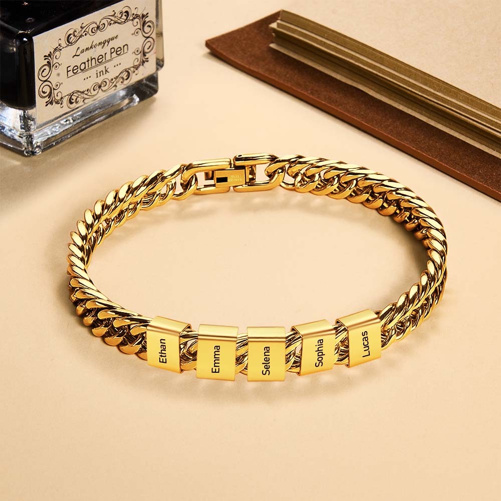 Personalized Men's Name Bracelet Custom Engraved Bracelet for Him Stainless Steel Name Bar Bracelet Gifts for Him