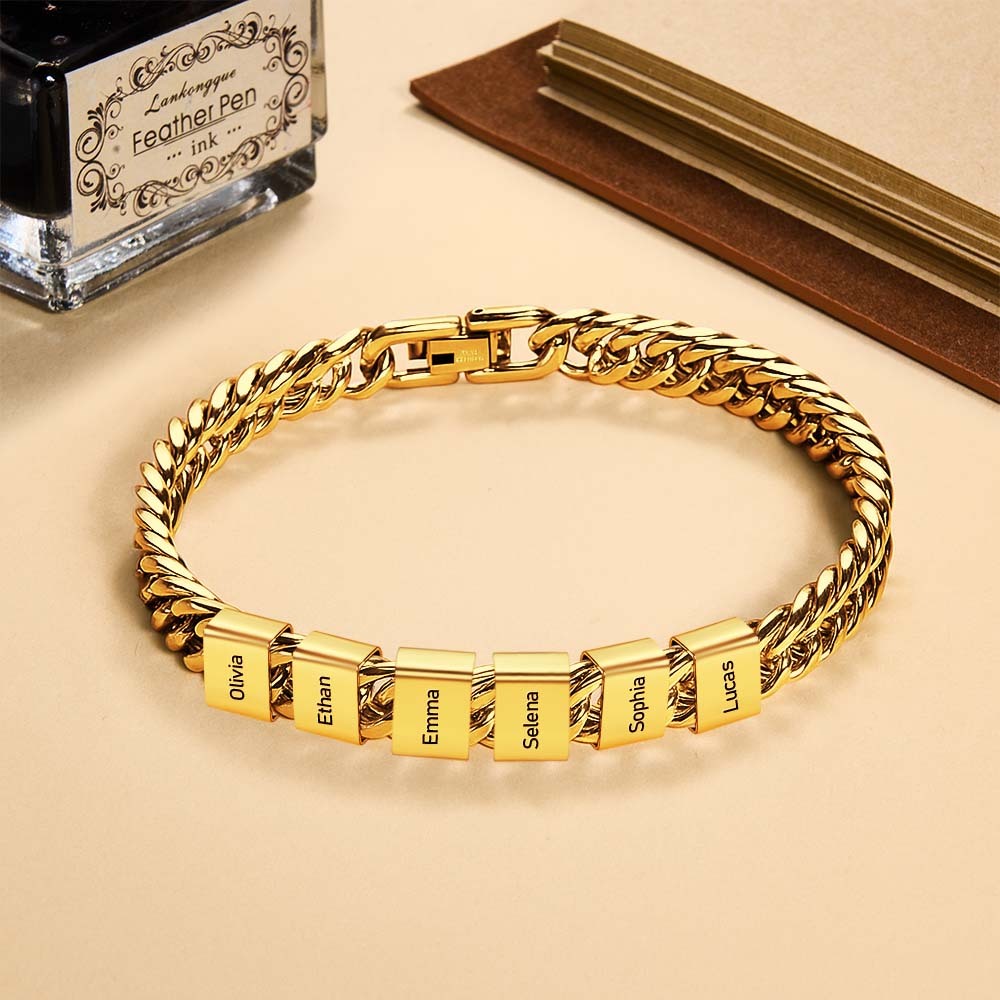 Personalized Men's Name Bracelet Custom Engraved Bracelet for Him Stainless Steel Name Bar Bracelet Gifts for Him