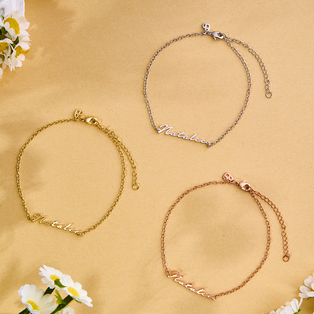 Personalized Tiny Name Bracelet Dainty Custom Name Jewelry Handmade Dainty Script Name Bracelet Minimalist Custom Name Gift for Her