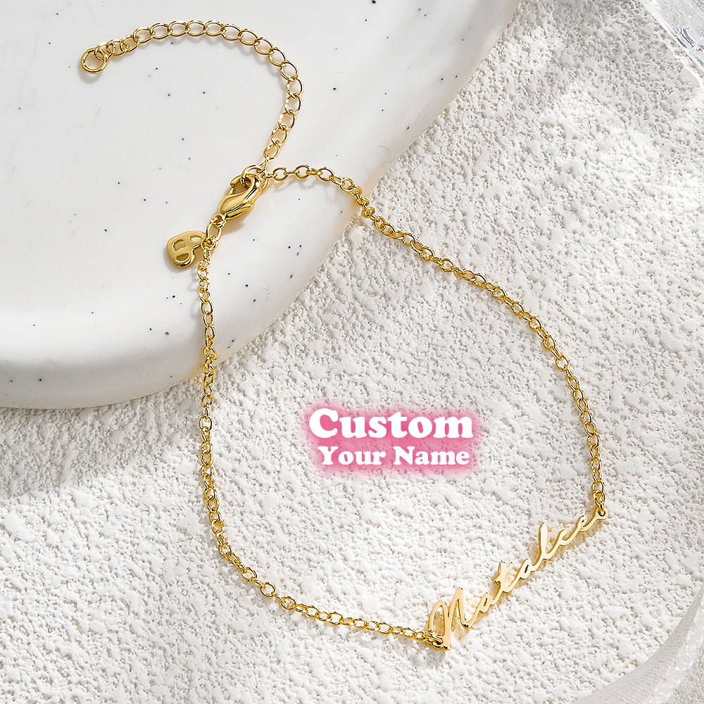 Personalized Tiny Name Bracelet Dainty Custom Name Jewelry Handmade Dainty Script Name Bracelet Minimalist Custom Name Gift for Her