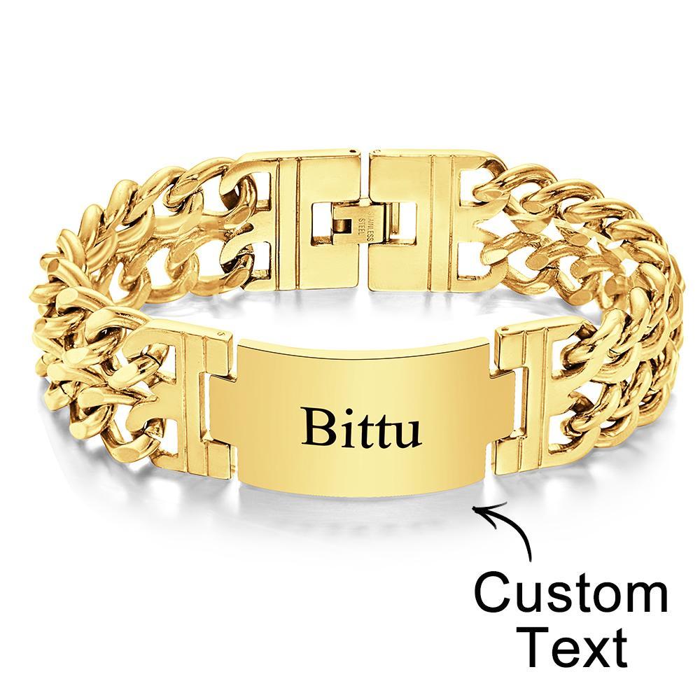 Personalized Name Wide Bracelet Engraved Fashion Bracelet Gifts For Him - NameNecklace