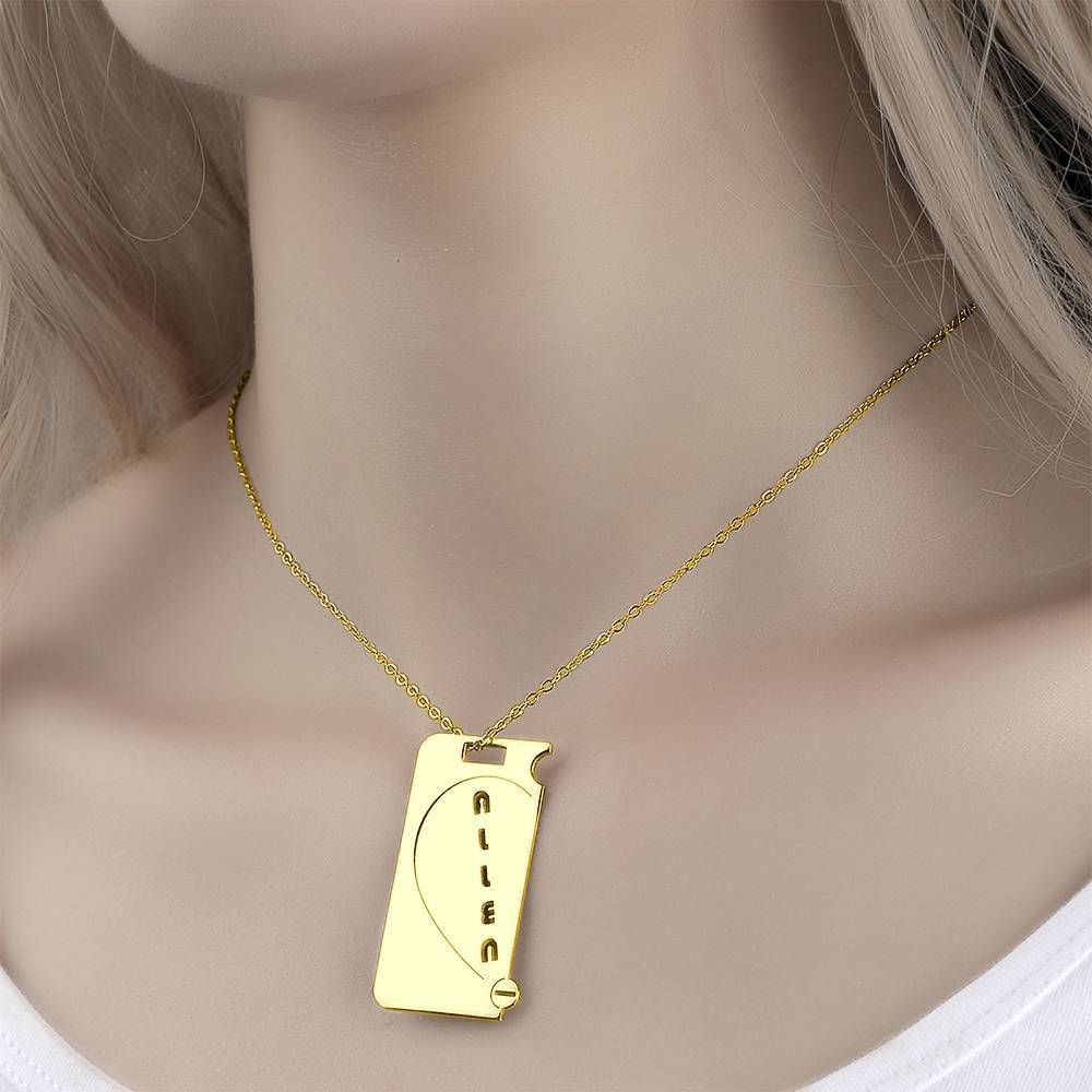 Personalized Name Necklace Couples NecklaceBroken Heart 14k Gold Plated Golden