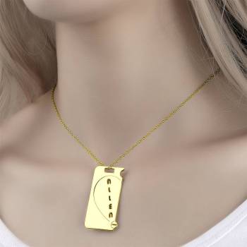Personalized Name Necklace Couples NecklaceBroken Heart 14k Gold Plated Golden