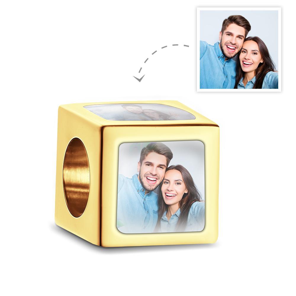 Custom Four-Sided Photo Charm Square Copper Charm Creative Gift for Women - NameNecklace