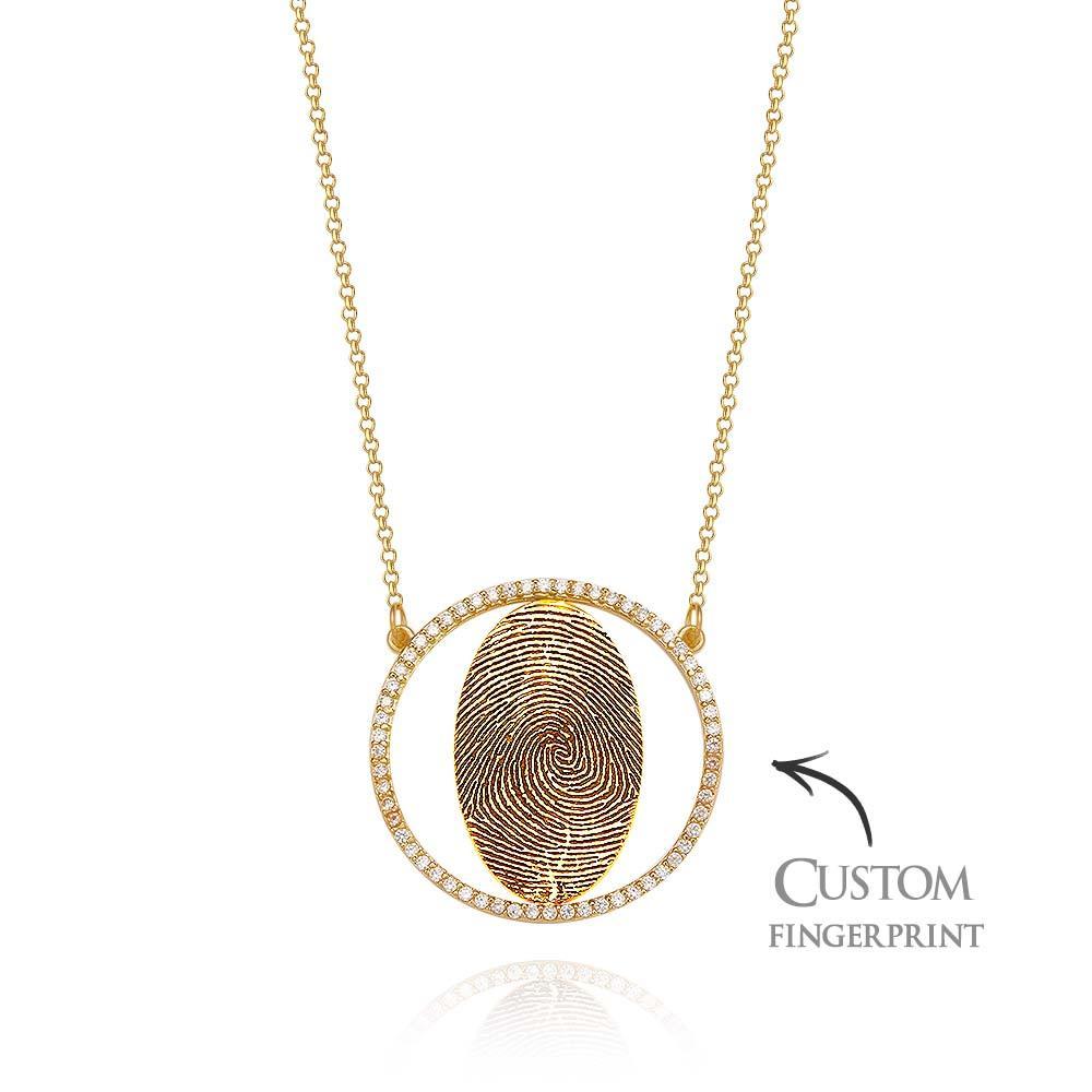 Custom Fingerprint Necklace 18k Gold Plated Personalized Fingerprint Jewelry Memorial Gifts - NameNecklace