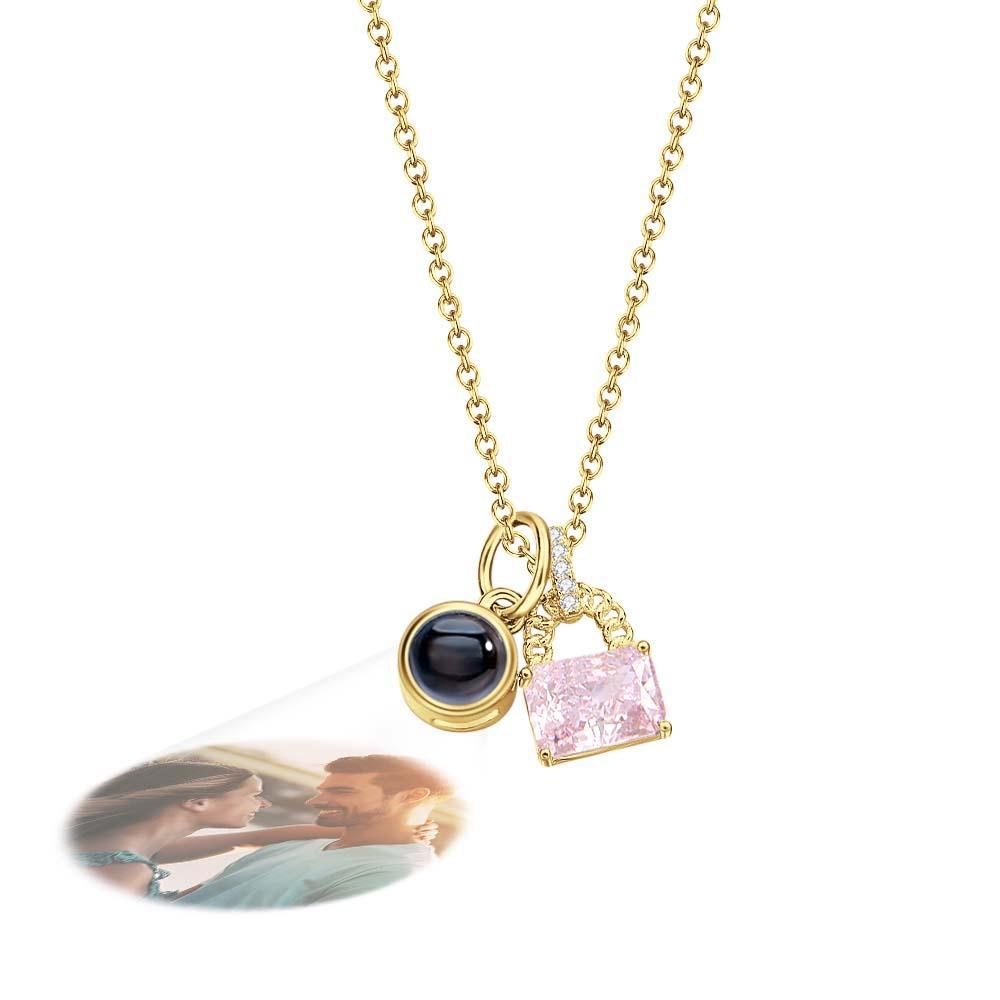 Custom Projection Necklace Crystal Lock Romantic Gift - NameNecklace