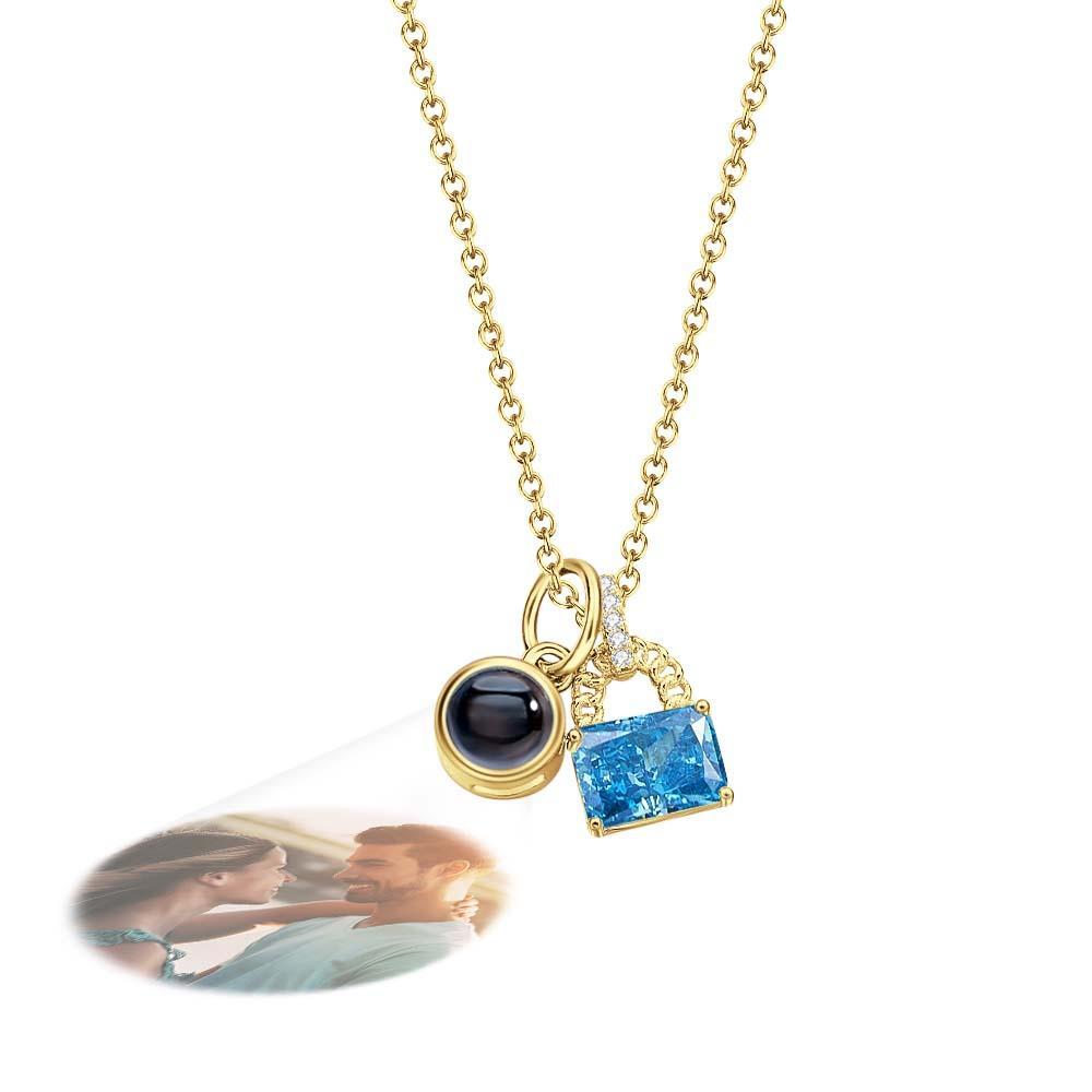 Custom Projection Necklace Crystal Lock Romantic Gift - NameNecklace