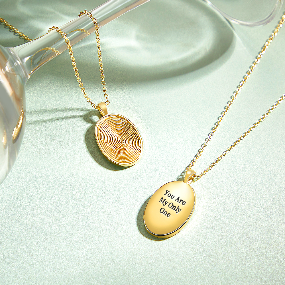 Actual Fingerprint & Handwriting Necklace Custom Thumbprint Necklace Engraved Fingerprint & Message Necklace Gifts for Her