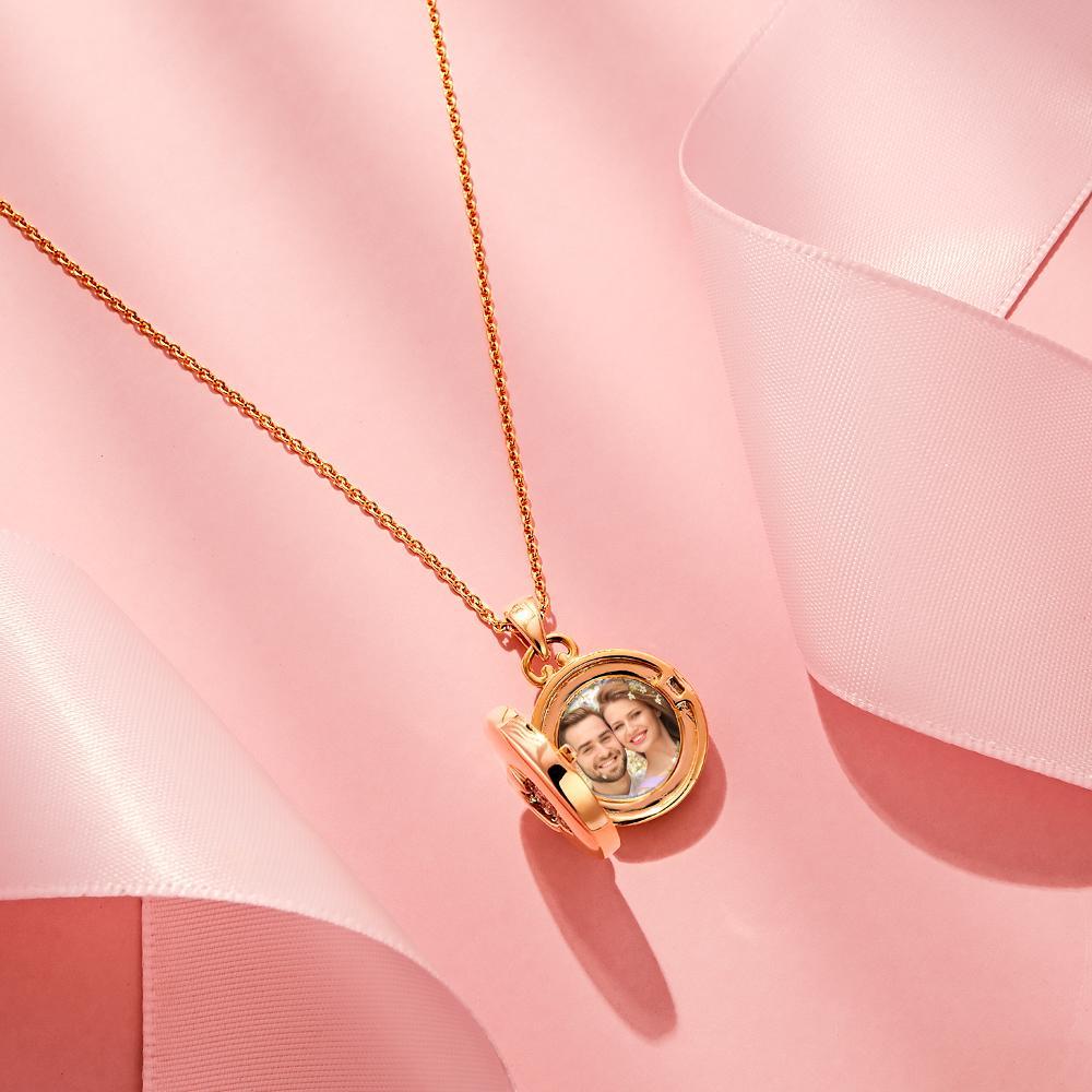 Personalized Photo Locket Necklace Elegant Birthstone Oval Shape Pendant Necklace Jewelry - NameNecklace