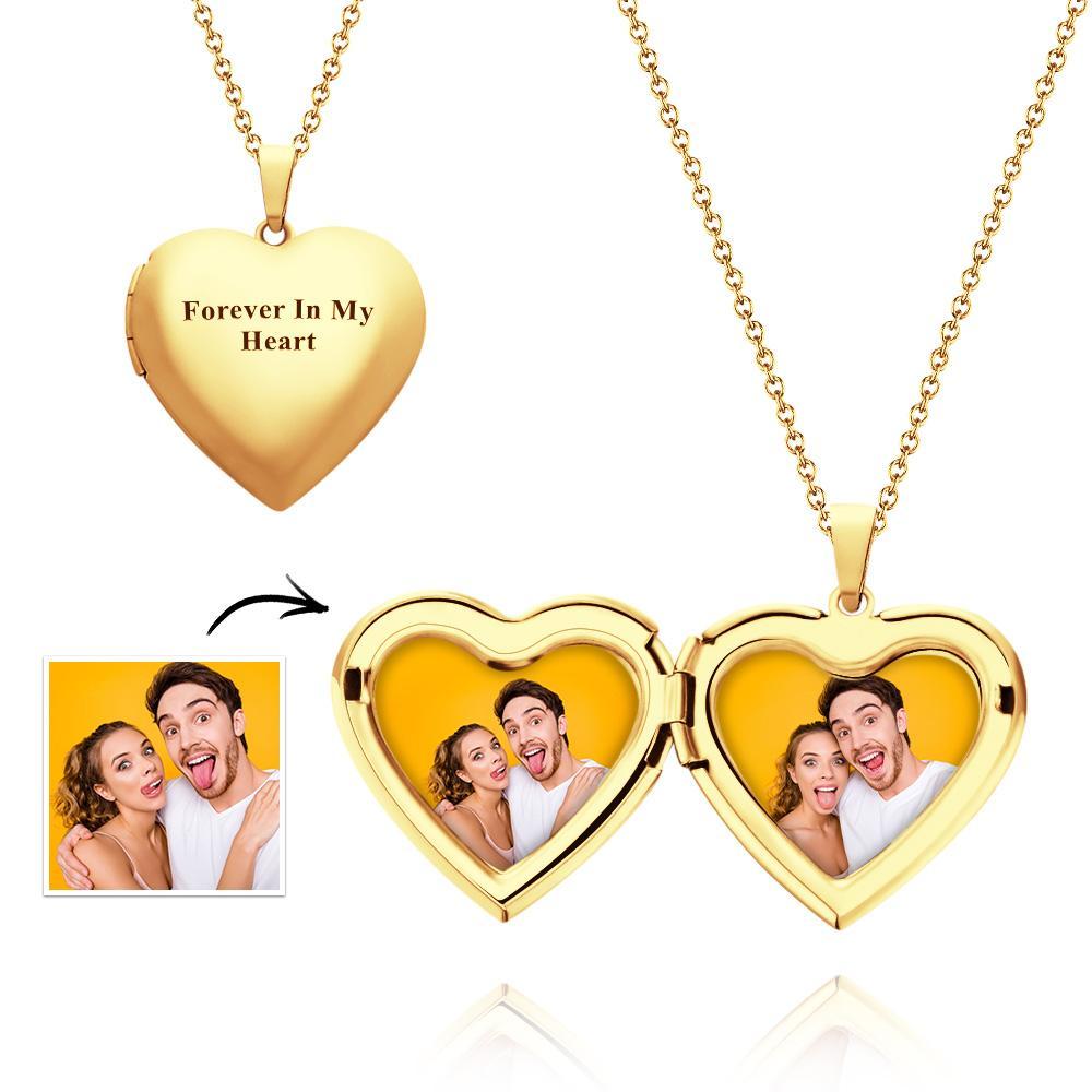 Custom Photo Engraved Neckalce Heart Pendant Exquisite Couple Gifts - NameNecklace