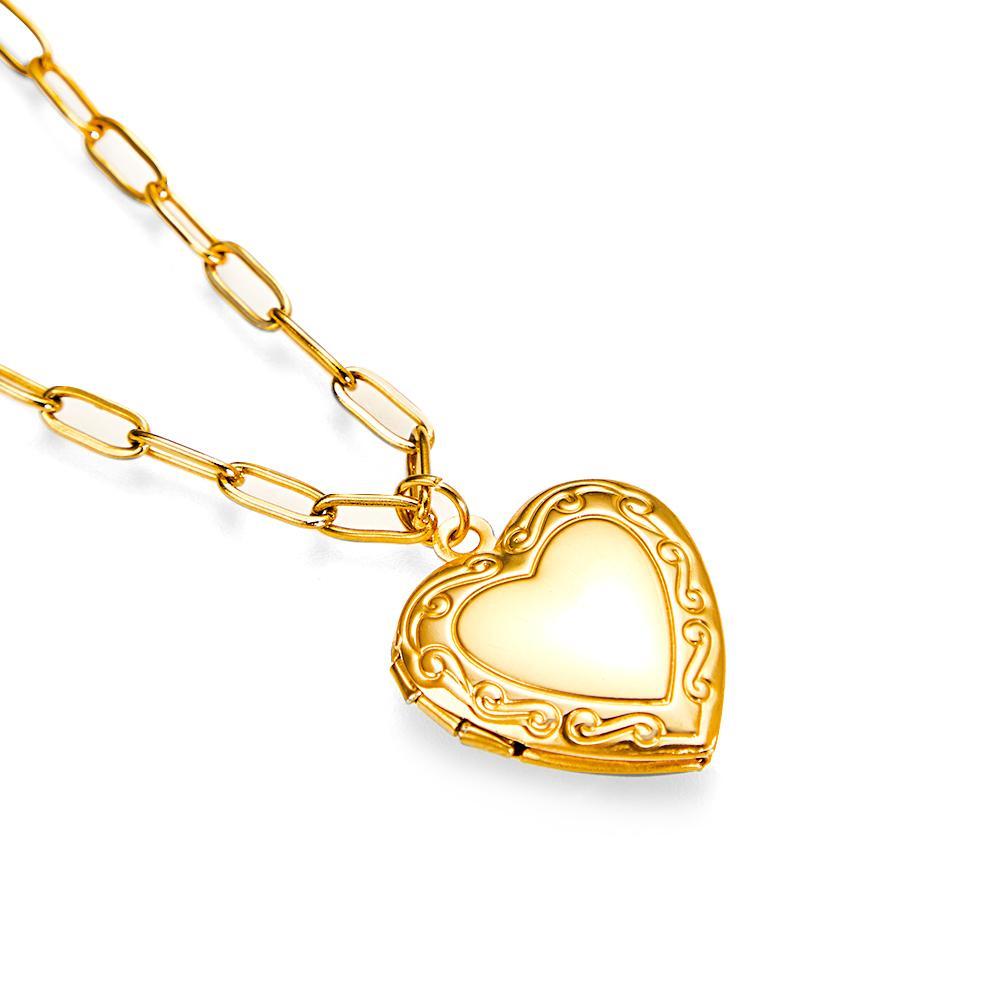 Gold Vintage Heart-Shaped Locket Necklace Tailored Gift For Best Friend Sibling On Christmas - NameNecklace