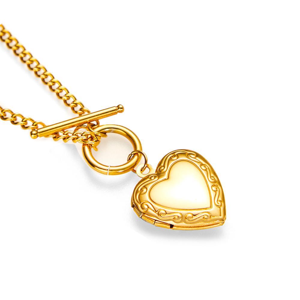 Gold Vintage Heart-Shaped Locket Necklace Tailored Gift For Best Friend Sibling On Christmas - NameNecklace