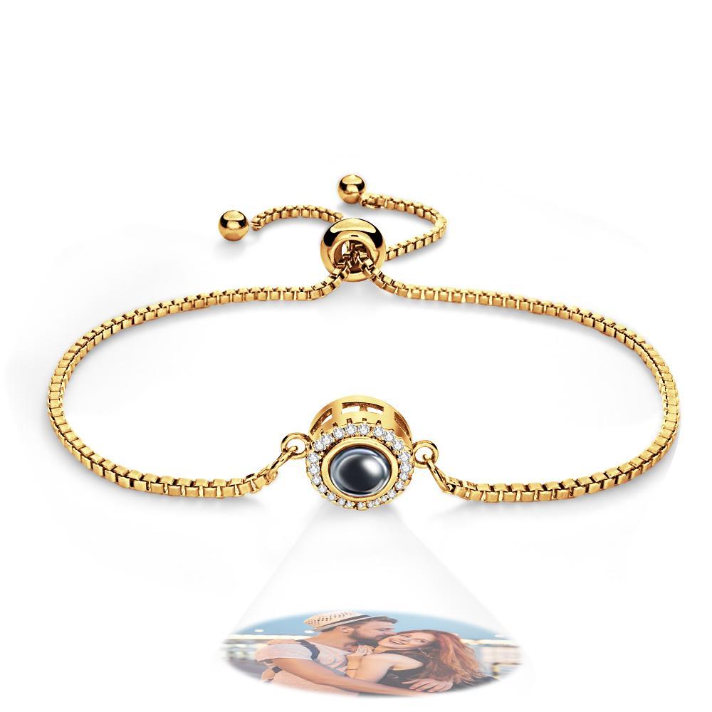Personalized Photo Projection Bracelet Round Zircon Adjustable Bracelet Valentine's Day Gift - NameNecklace