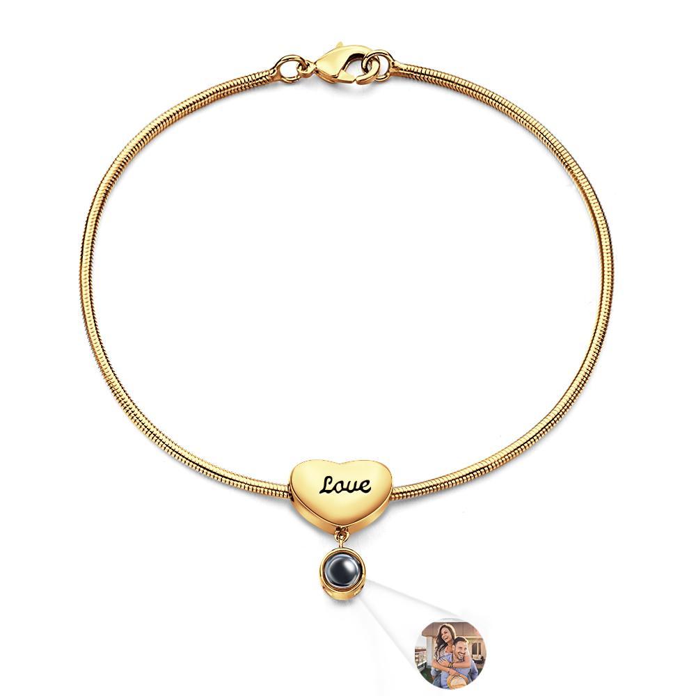 Custom Projection Bracelet Engraved Heart Gift for Her - NameNecklace