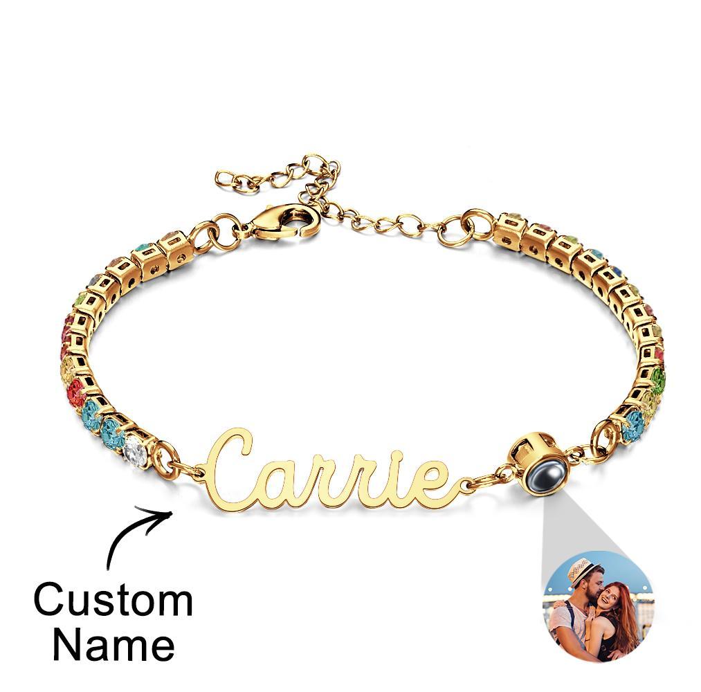 Custom Name Tennis Bracelets Projection Unique Gifts for Girl - NameNecklace