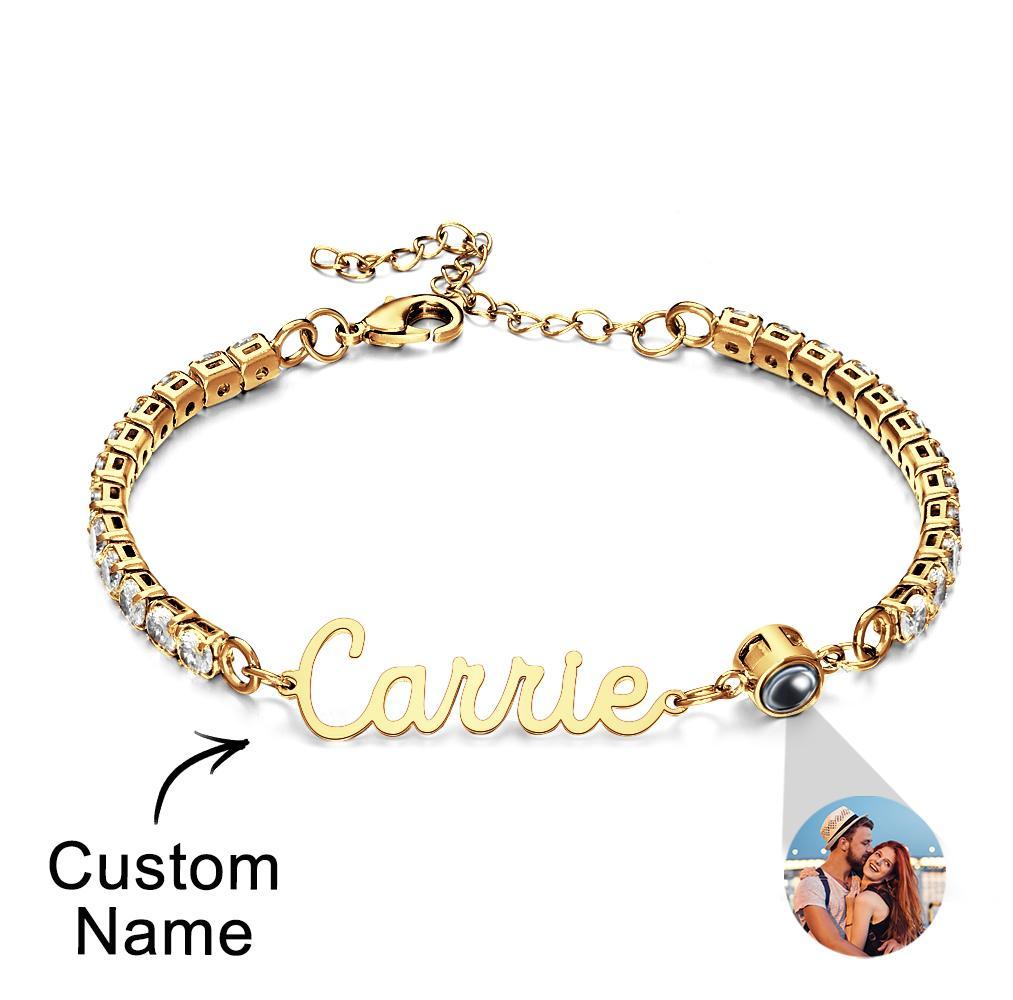 Custom Name Tennis Bracelets Projection Unique Gifts for Girl - NameNecklace