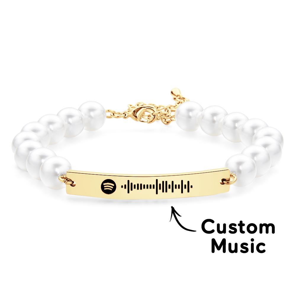 Custom Scannable Spotify Code Bracelet Pearl Love Gift - NameNecklace