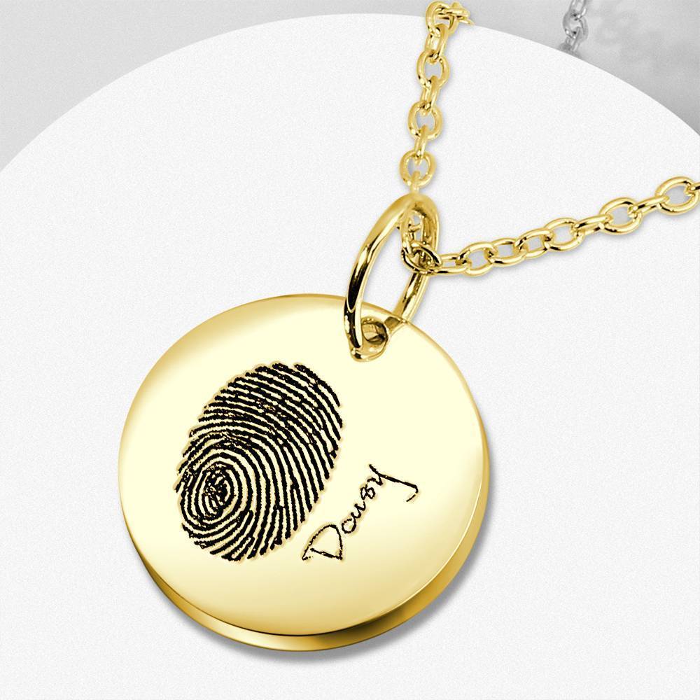 Custom Actual Fingerprint Handwriting Photo Necklace Copper in 14k Gold Plated