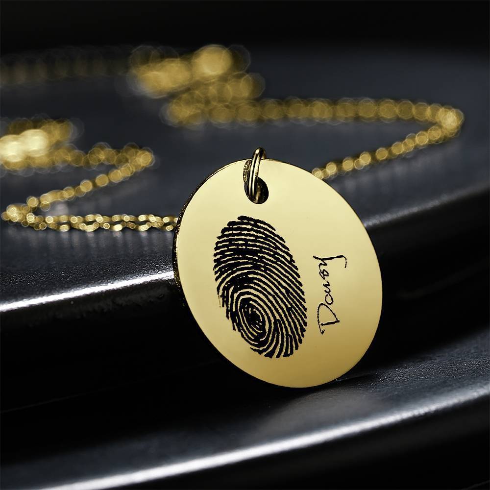 Custom Actual Fingerprint Handwriting Photo Necklace Copper in 14k Gold Plated