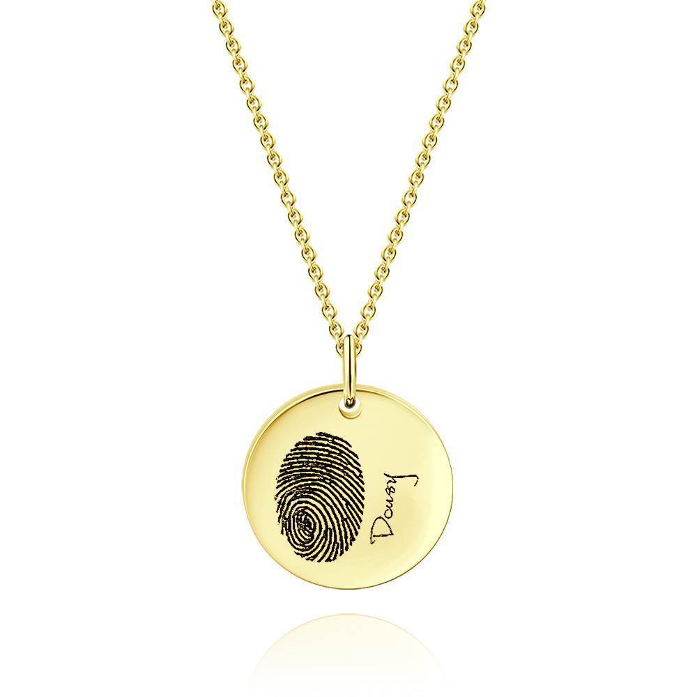 Custom Actual Fingerprint Handwriting Photo Necklace Copper in 14k Gold Plated