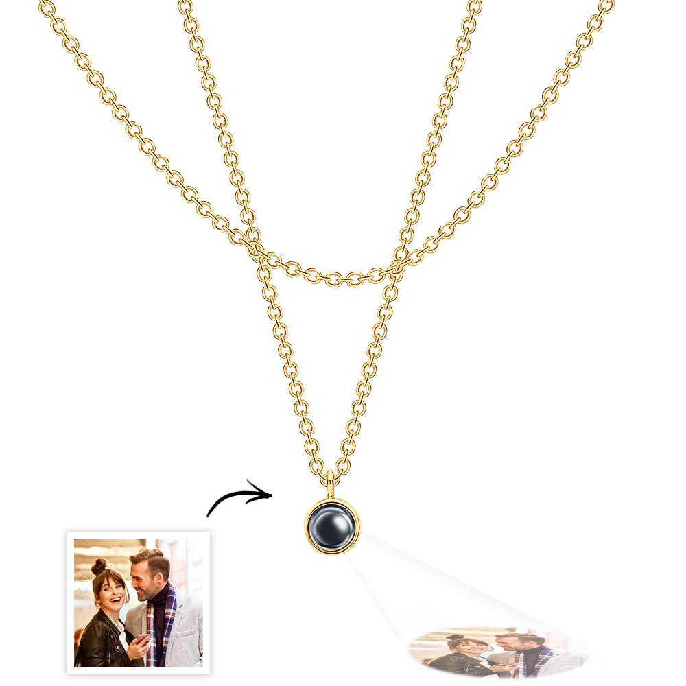 Layered Custom Necklace Personalized Photo Projection Necklace Anniversary Gifts for Her - NameNecklace