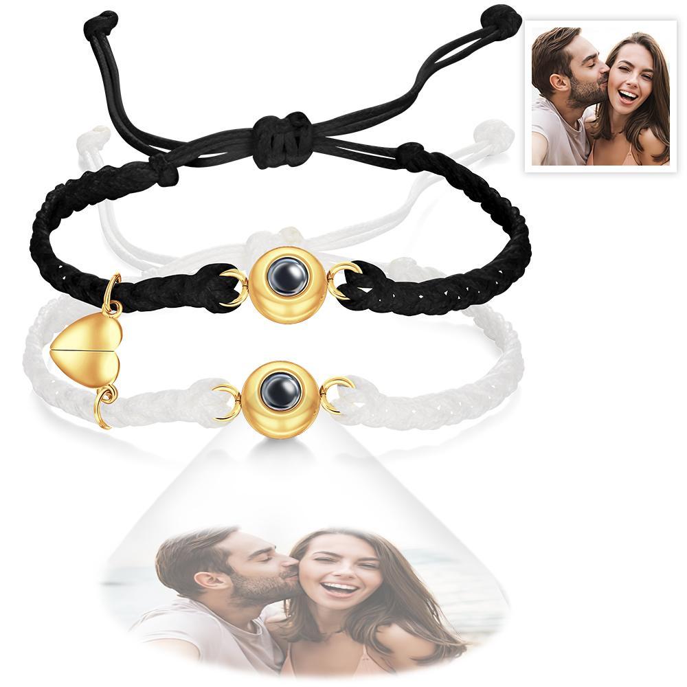 Custom Photo Projection Bracelet Woven Magnetic Bracelet Anniversary Gift - NameNecklace