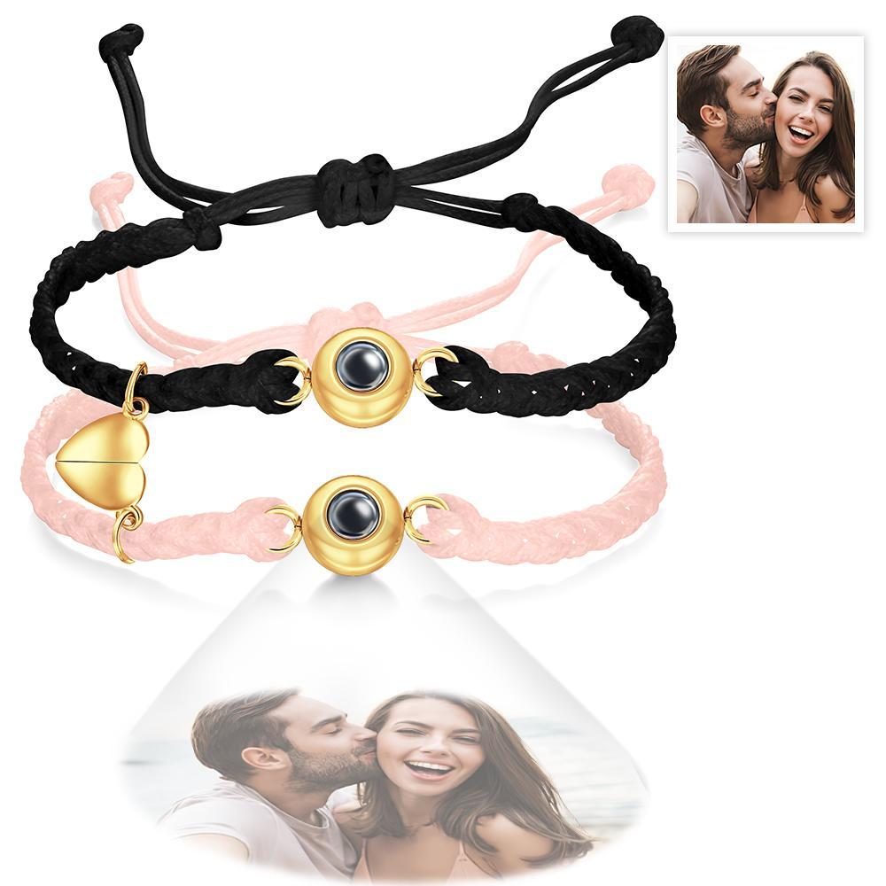 Custom Photo Projection Bracelet Woven Magnetic Bracelet Anniversary Gift - NameNecklace