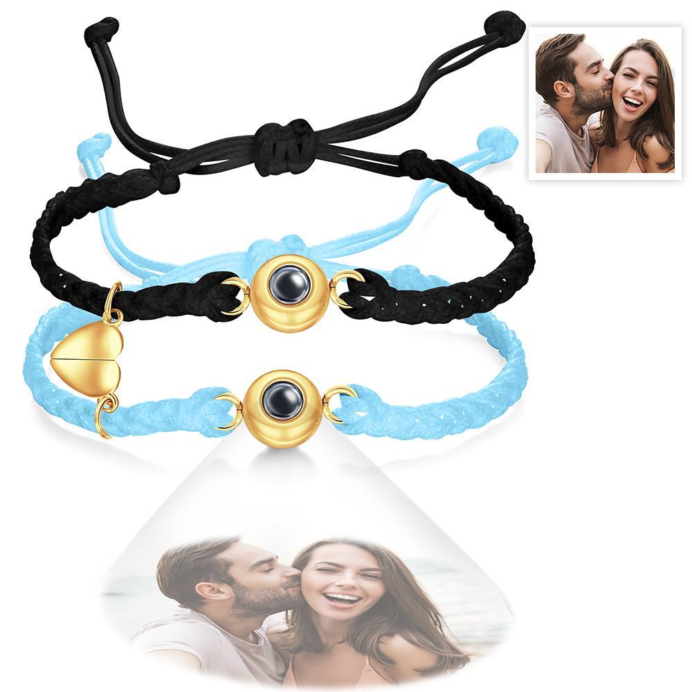 Custom Photo Projection Bracelet Woven Magnetic Bracelet Anniversary Gift - NameNecklace