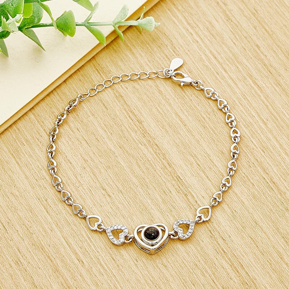 Personalized Photo Bracelet Heart Projection Memorial Photo Bracelet Gift for Her - NameNecklace