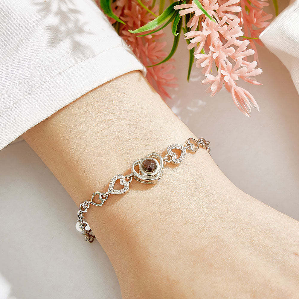 Personalized Photo Bracelet Heart Projection Memorial Photo Bracelet Gift for Her - NameNecklace