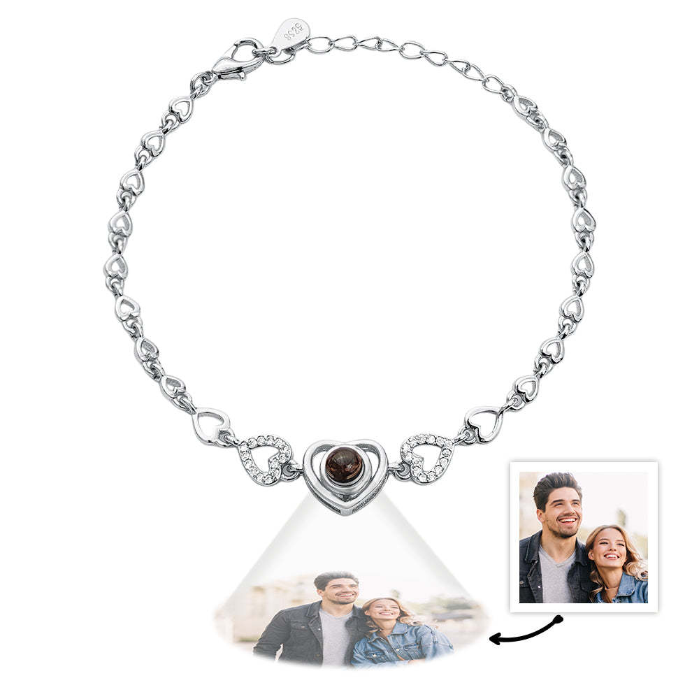 Personalized Photo Bracelet Heart Projection Memorial Photo Bracelet Gift for Her - NameNecklace