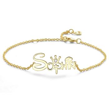 Custom Name Bracelet Disney Princess Bracelet Golden Crown Bracelet