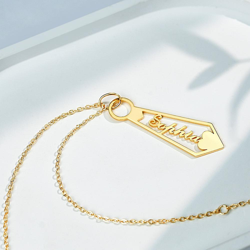 Custom Name Necklace Tie Shaped Pendant Gifts for Dad - NameNecklace
