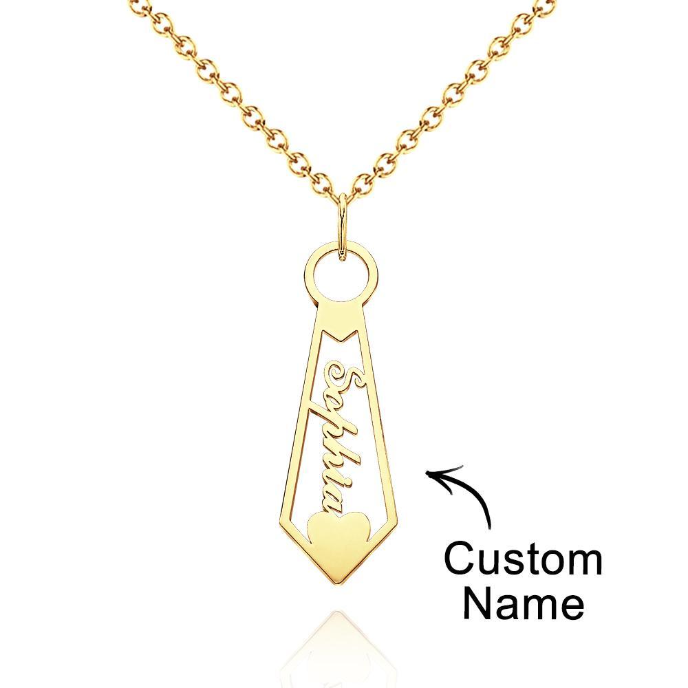 Custom Name Necklace Tie Shaped Pendant Gifts for Dad - NameNecklace