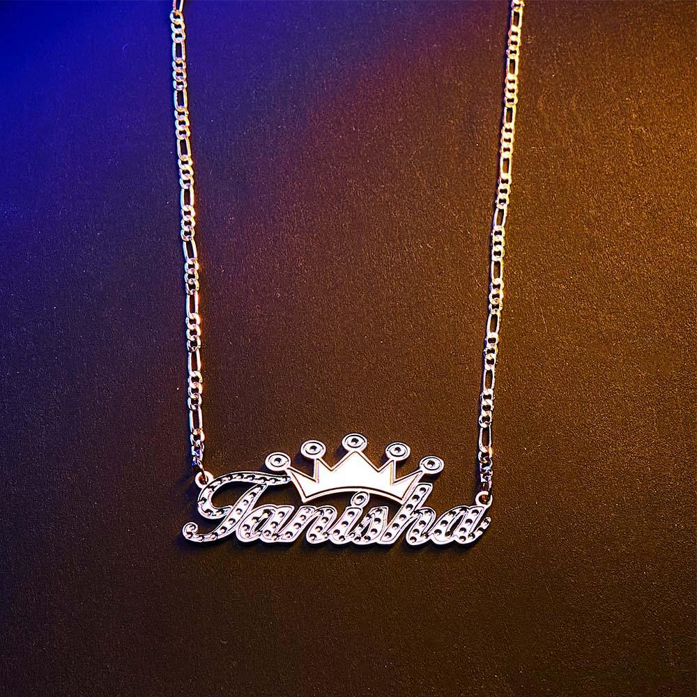 Personalized Hip Hop Name Necklace With Crown Metal Necklace Gifts for Men - NameNecklace
