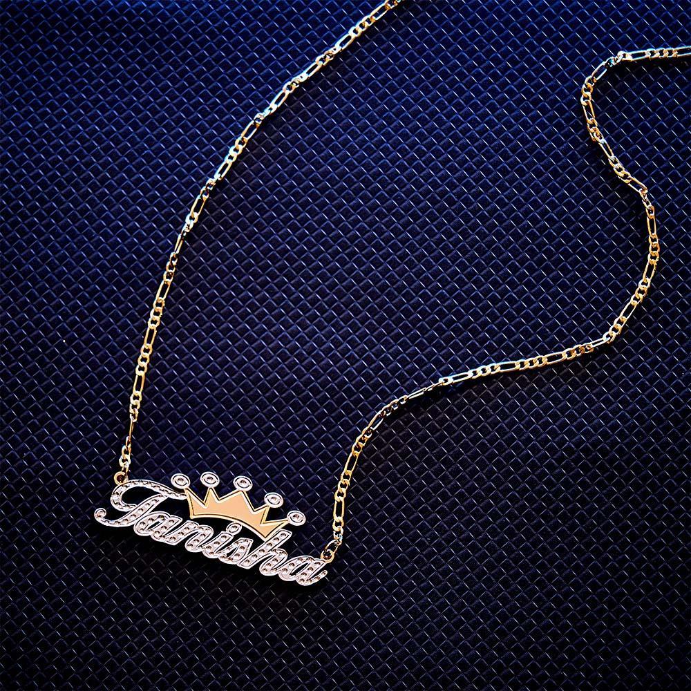 Personalized Hip Hop Name Necklace With Crown Metal Necklace Gifts for Men - NameNecklace