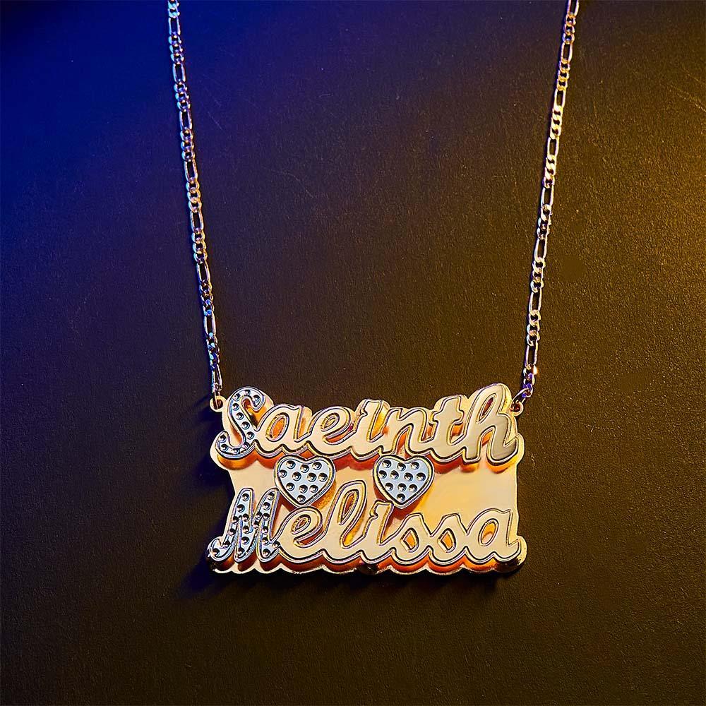 Personalized Two Lines Name Necklace Hip Hop Metal Jewelry Necklace Gifts for Men - NameNecklace