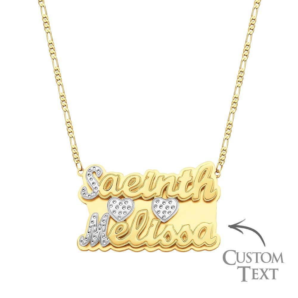 Personalized Two Lines Name Necklace Hip Hop Metal Jewelry Necklace Gifts for Men - NameNecklace