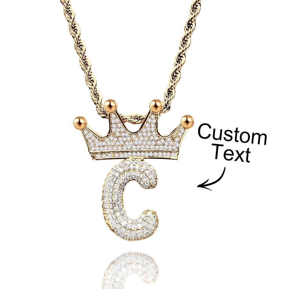 Custom Name Necklace With Crown Trendy Letter Chain Hip Hop Necklace For Men - NameNecklace