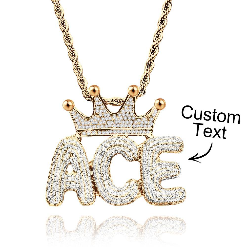 Custom Name Necklace With Crown Trendy Letter Chain Hip Hop Necklace For Men - NameNecklace