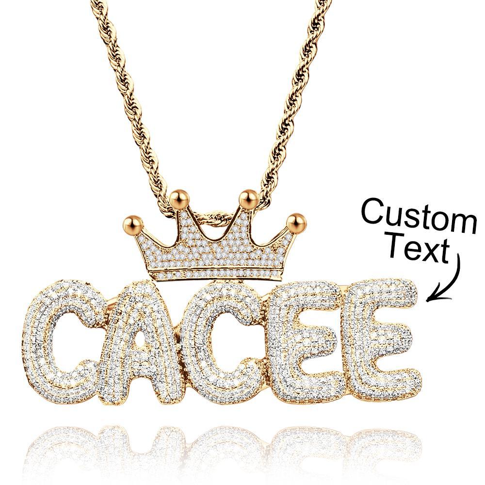 Custom Name Necklace With Crown Trendy Letter Chain Hip Hop Necklace For Men - NameNecklace