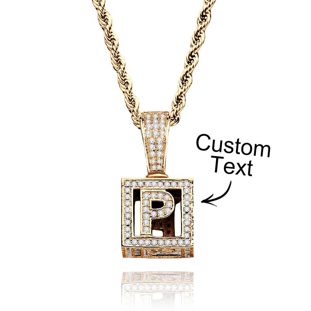 Custom Name Necklace Block Cube Letter Chain Hip Hop Necklace For Men - NameNecklace