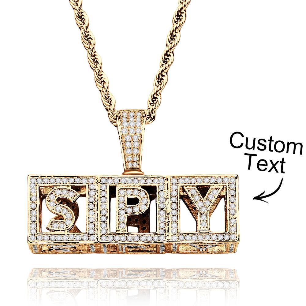 Custom Name Necklace Block Cube Letter Chain Hip Hop Necklace For Men - NameNecklace